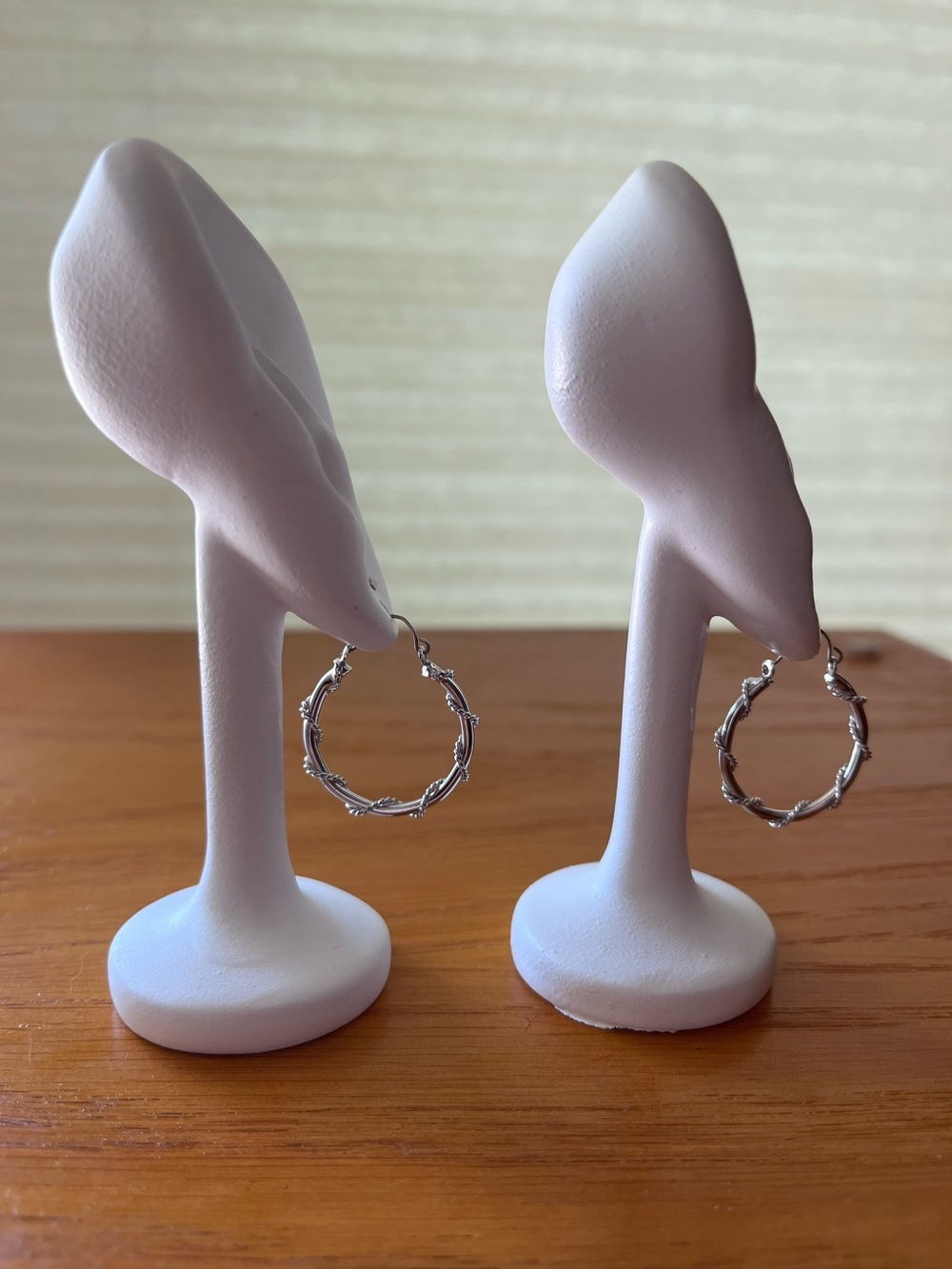 Chain Wrapped Silver Hoop Earrings